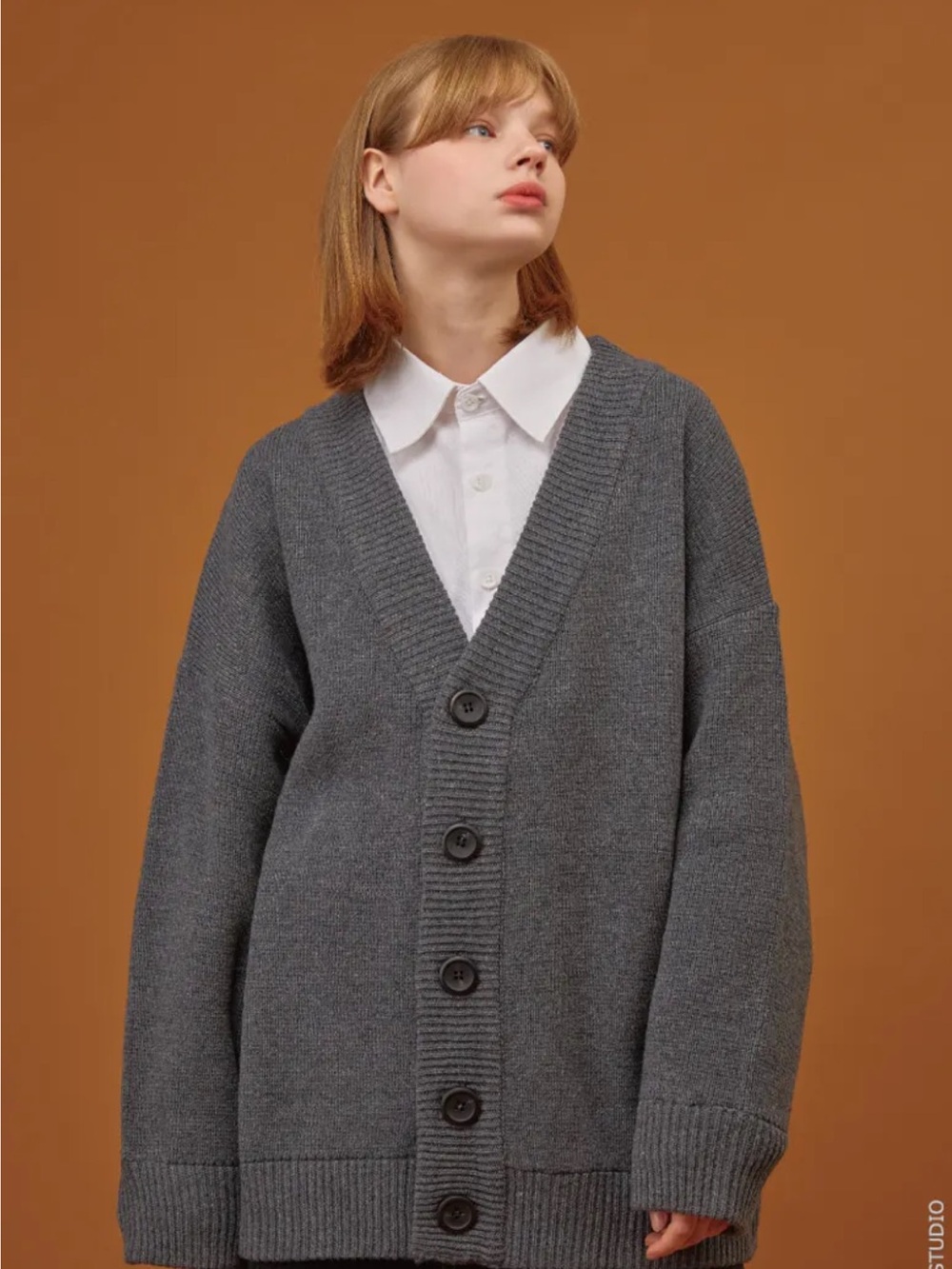 Heavy Oversized Lambswool Cardigan Charcoal